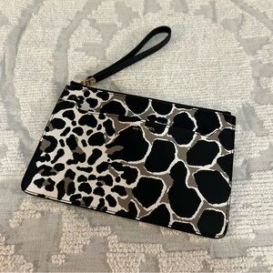 Henry Bendel Animal Print Zippered Wristlet Clutch Purse